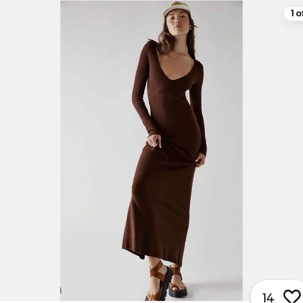 FP beach long sleeve knit dress